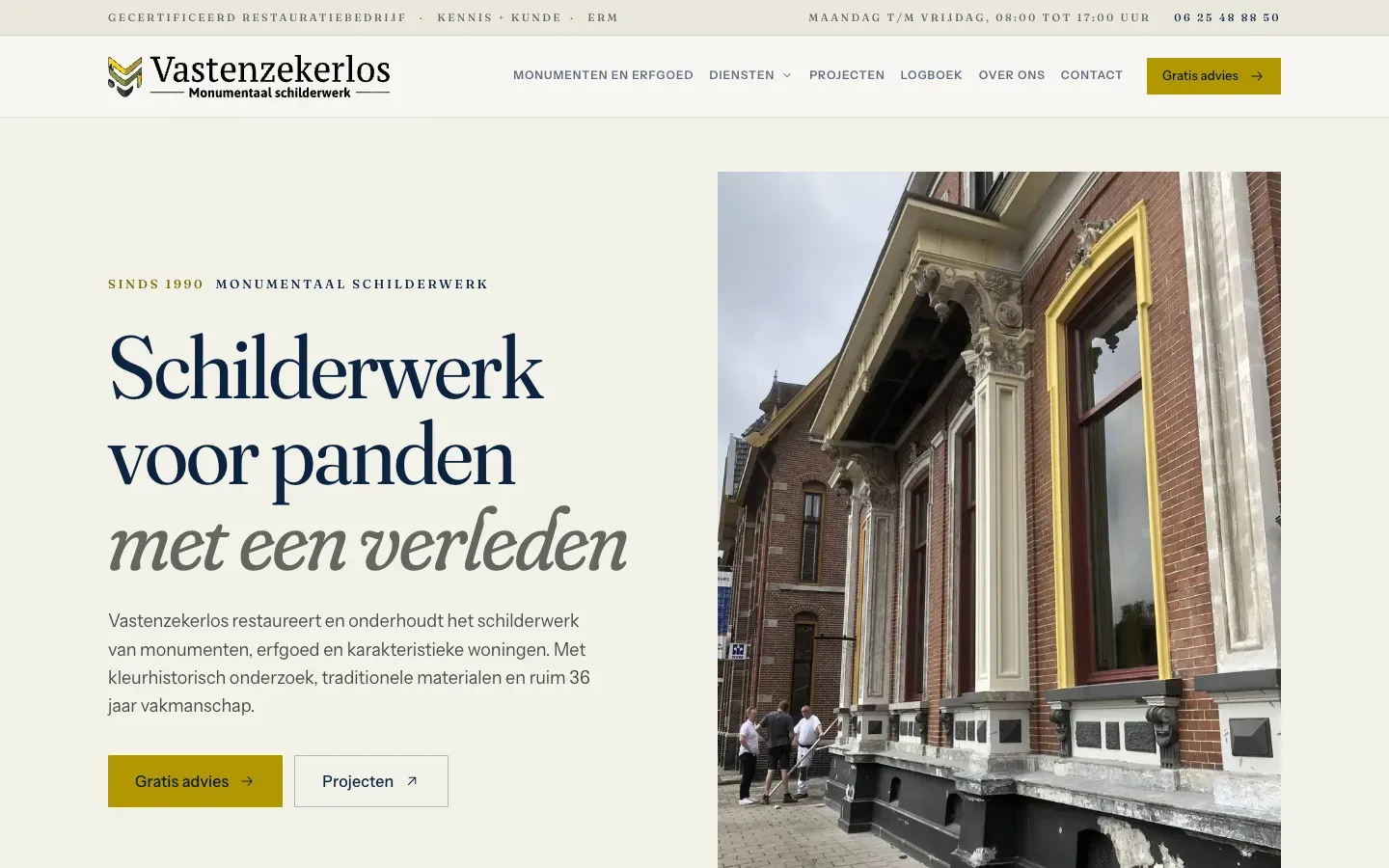 Vastenzekerlos website design on a wide screen